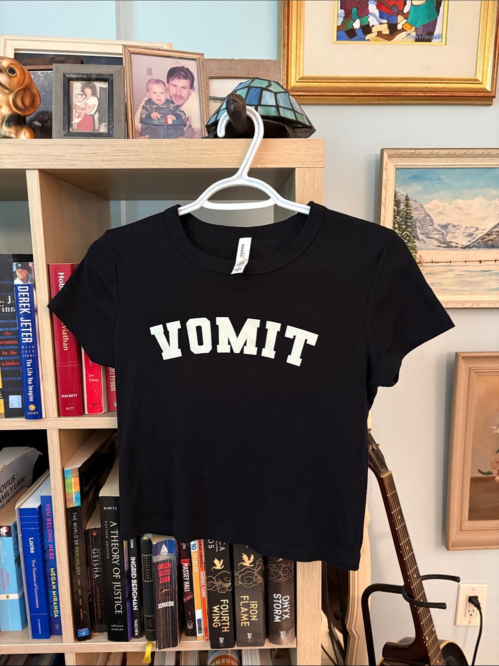 Black "VOMIT" Cotton Graphic Tee - Women